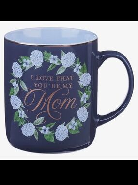 1294.  Mom Floral Navy Ceramic Coffee Mug